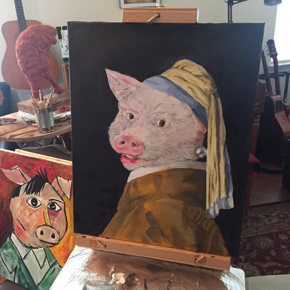 Pig With Pearl Earring